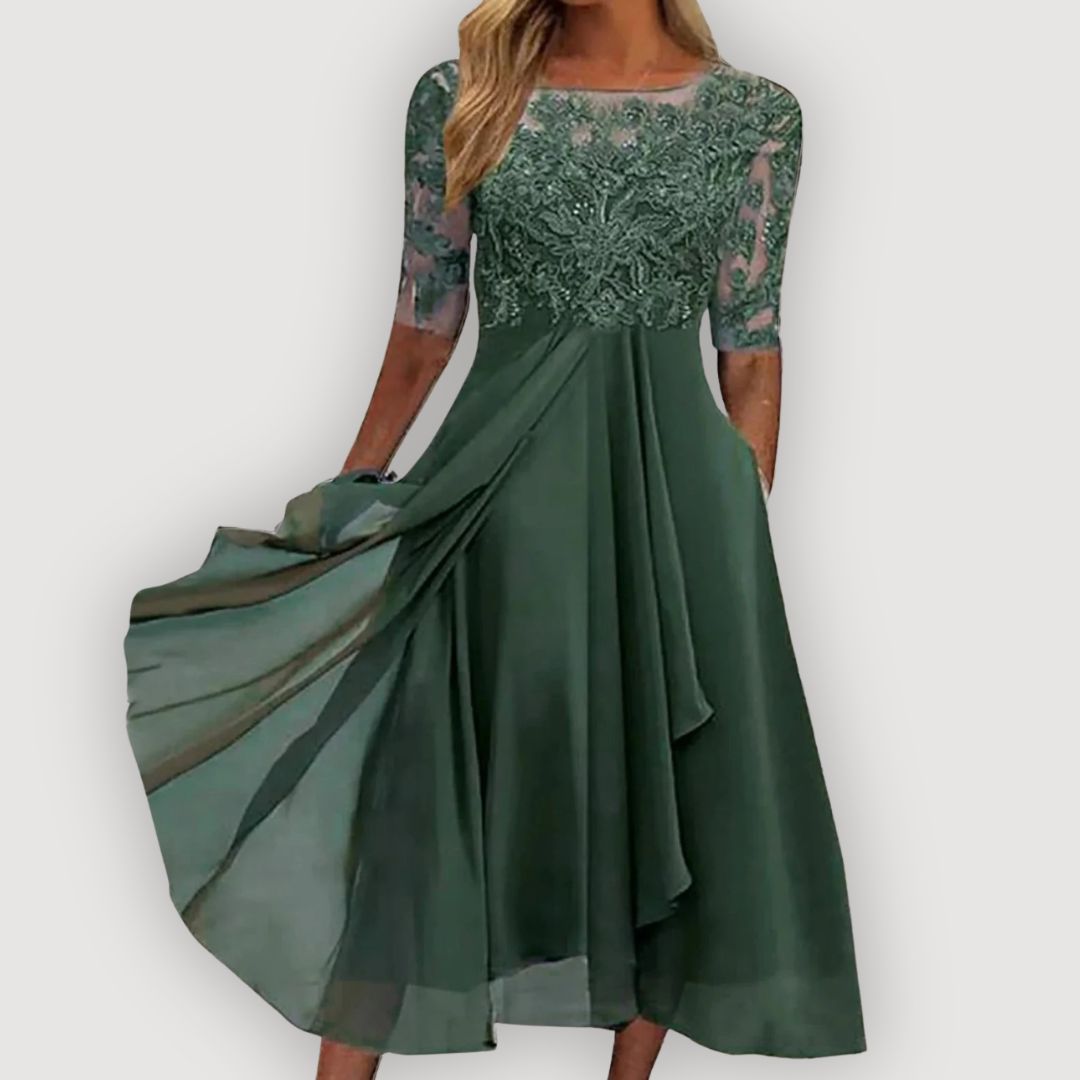 Vivienne™ spets midi-klänning | graciös elegans och tidlös sofistikering