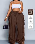 Women's Casual Loose-Fit Wide-Leg Pants, All-Season Woven Fabric, Daily Commute