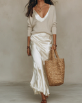 Niketa™ Satinstickad Maxi-klänning-set | Enkel lyx, vackert stylad