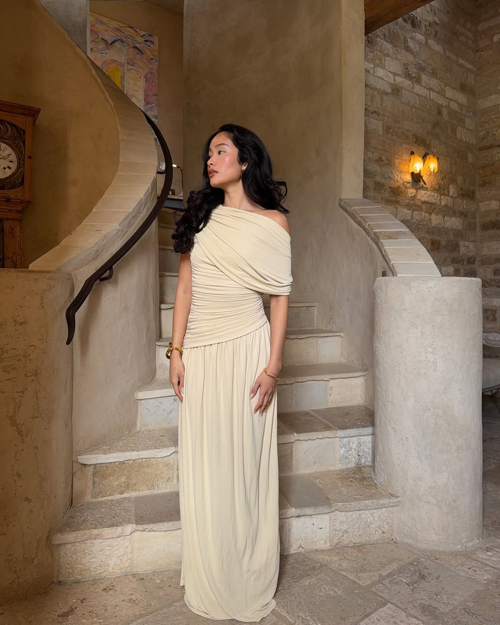Kayla | Damklänning i bodycon-stil, maxi, genomskinlig och veckad för bröllopsgäster