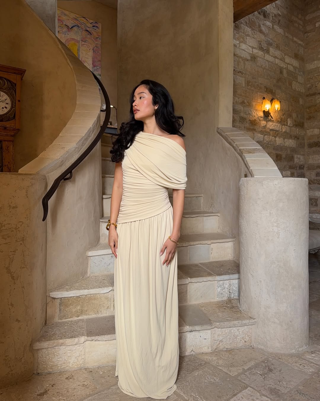 Kayla | Damklänning i bodycon-stil, maxi, genomskinlig och veckad för bröllopsgäster