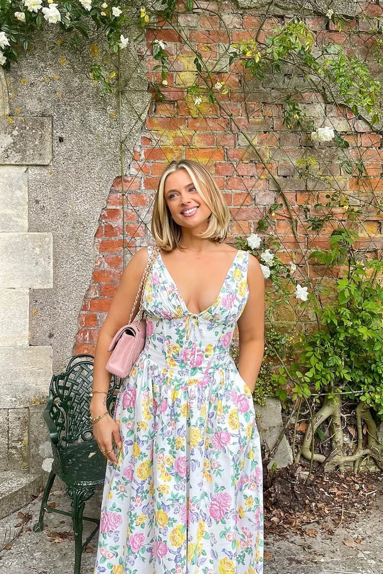 Michelle | Damklänning i blommönster, ärmlös, midi, vårklänning