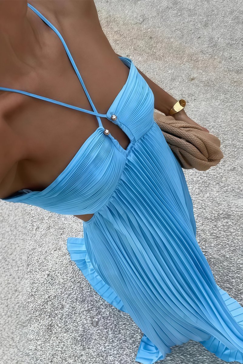 Luella | Dam Halterneckplisserad Maxi Balklänning