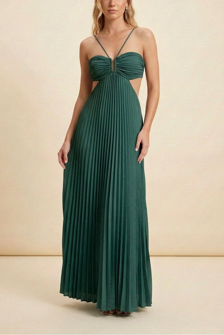 Luella | Dam Halterneckplisserad Maxi Balklänning