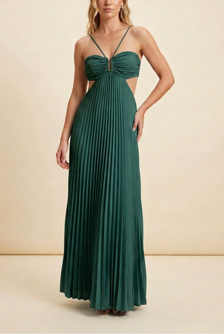 Luella | Dam Halterneckplisserad Maxi Balklänning