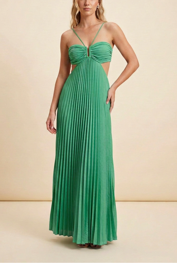 Luella | Dam Halterneckplisserad Maxi Balklänning