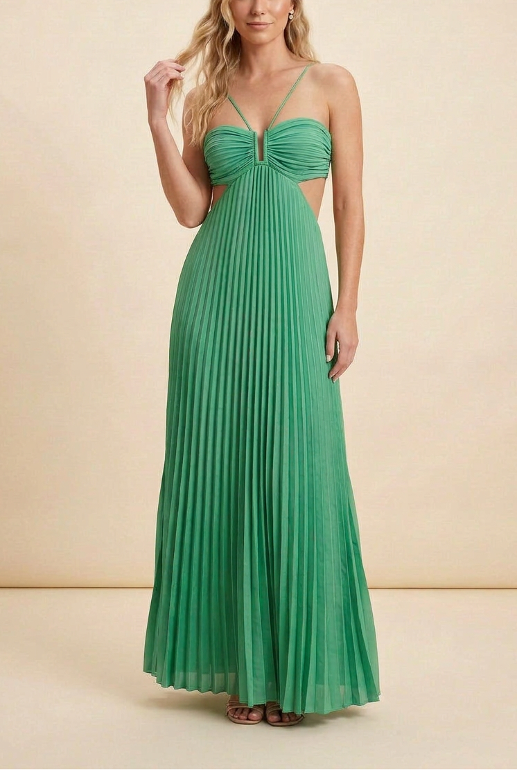 Luella | Dam Halterneckplisserad Maxi Balklänning