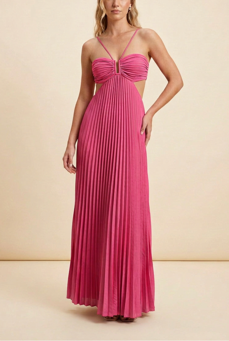 Luella | Dam Halterneckplisserad Maxi Balklänning