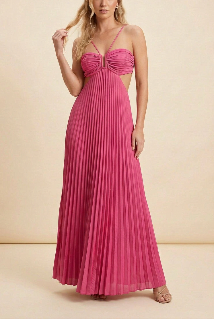 Luella | Dam Halterneckplisserad Maxi Balklänning
