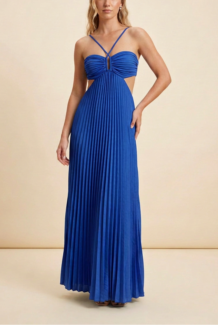 Luella | Dam Halterneckplisserad Maxi Balklänning