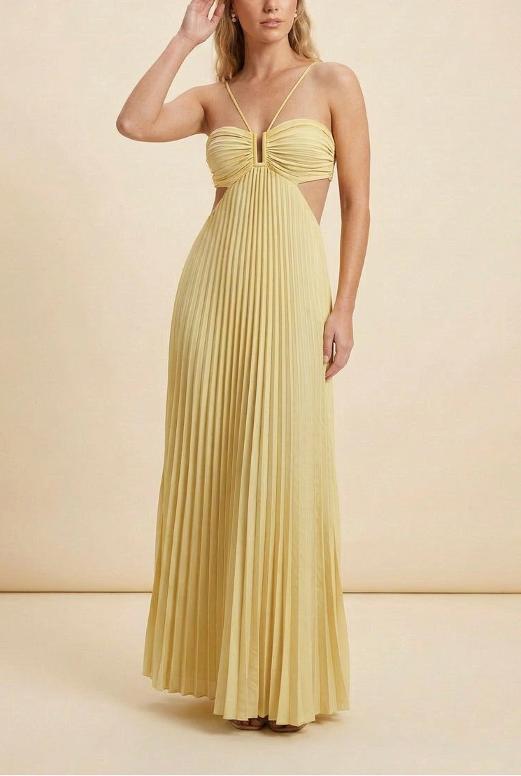 Luella | Dam Halterneckplisserad Maxi Balklänning