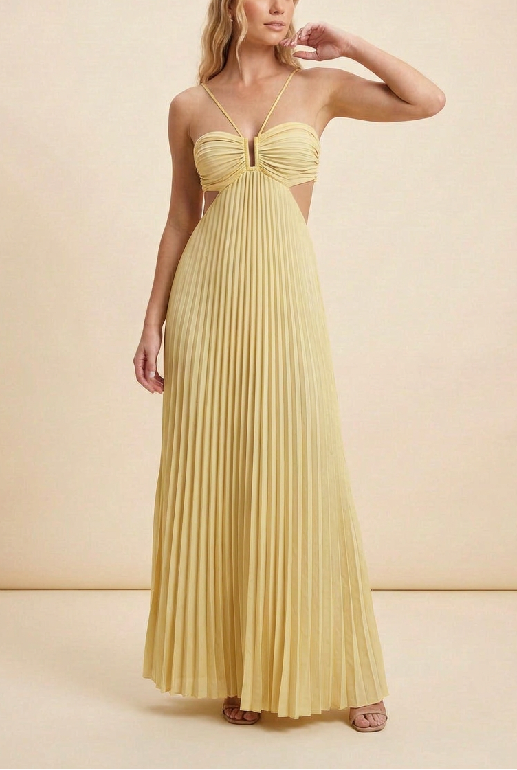 Luella | Dam Halterneckplisserad Maxi Balklänning
