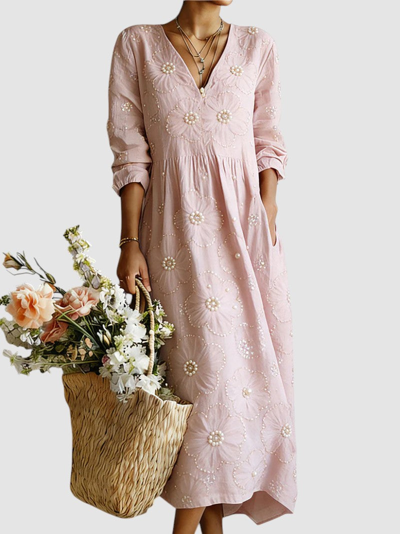 Lena™ | Elegant Blommig Vardagsklänning