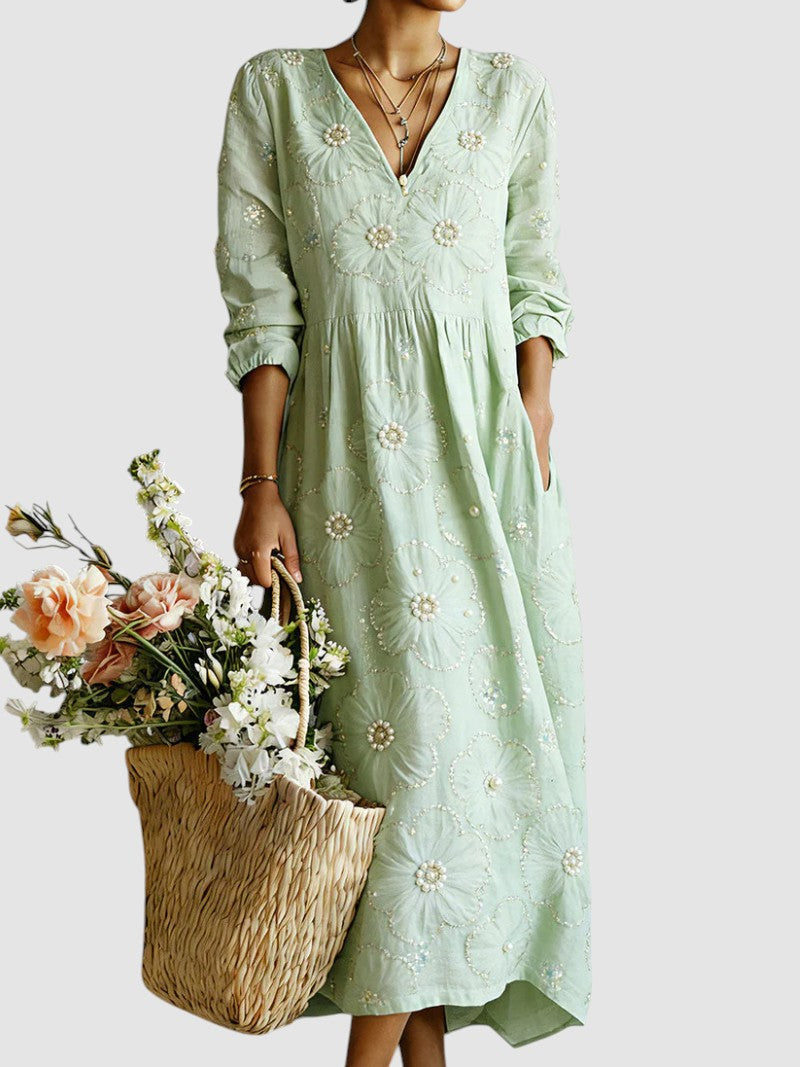 Lena™ | Elegant Blommig Vardagsklänning