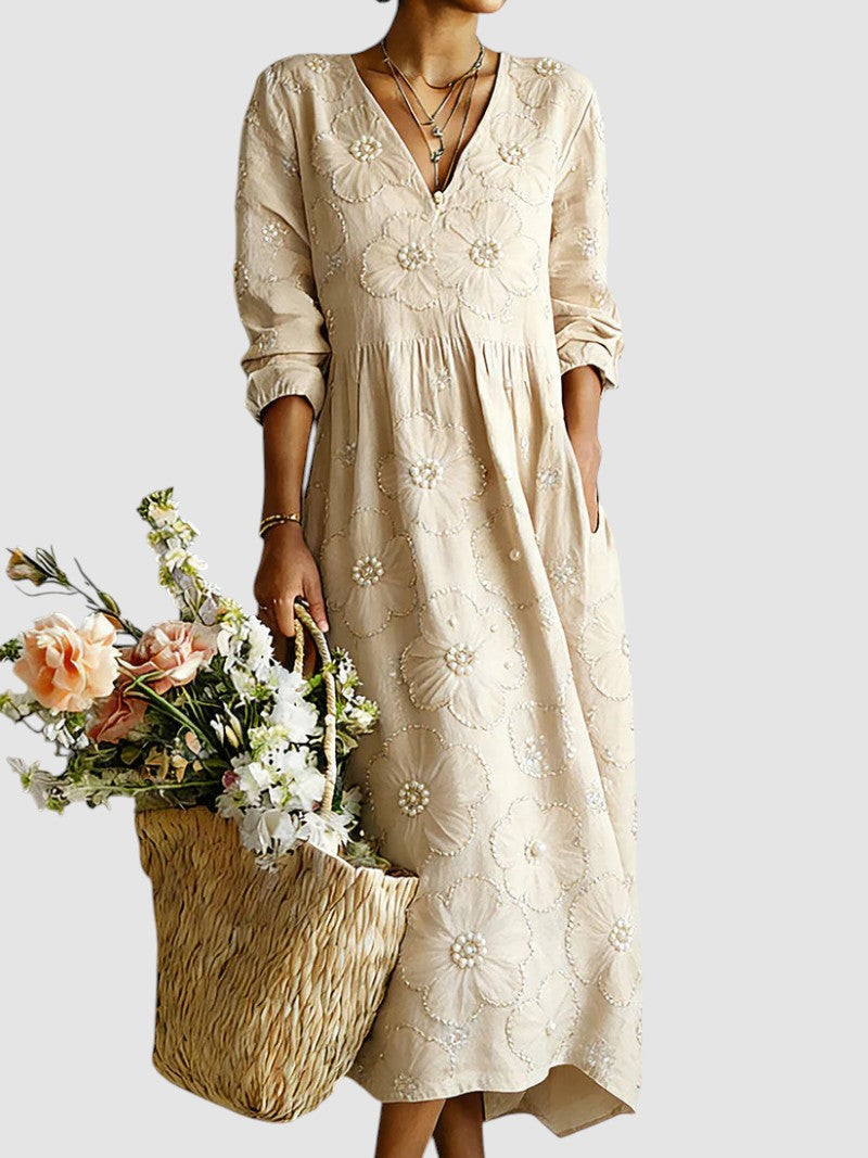 Lena™ | Elegant Blommig Vardagsklänning