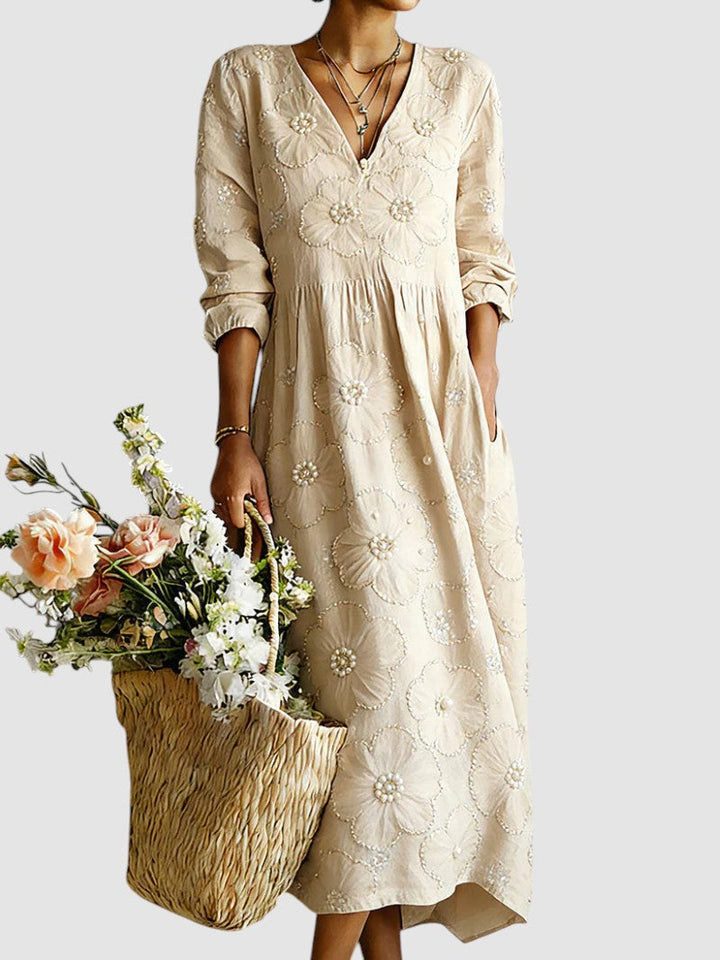 Lena™ | Elegant Blommig Vardagsklänning