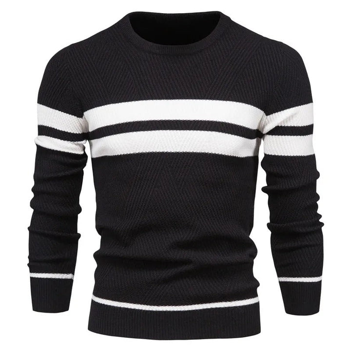 Patchwork-pullover med O-ringning för män
