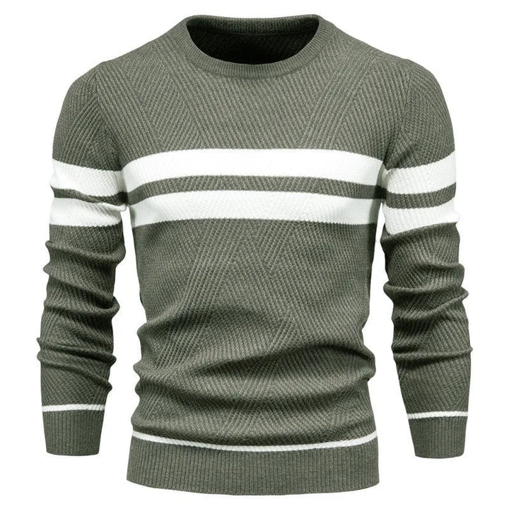 Patchwork-pullover med O-ringning för män