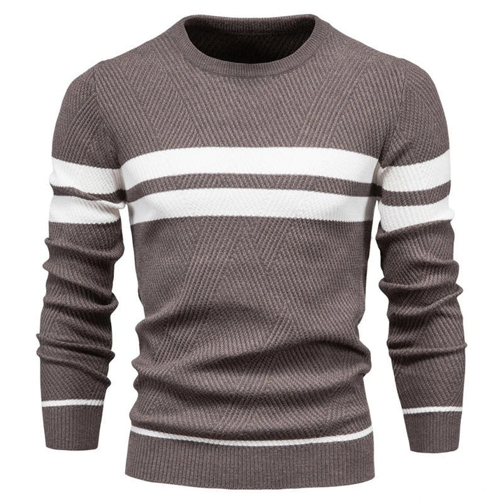 Patchwork-pullover med O-ringning för män