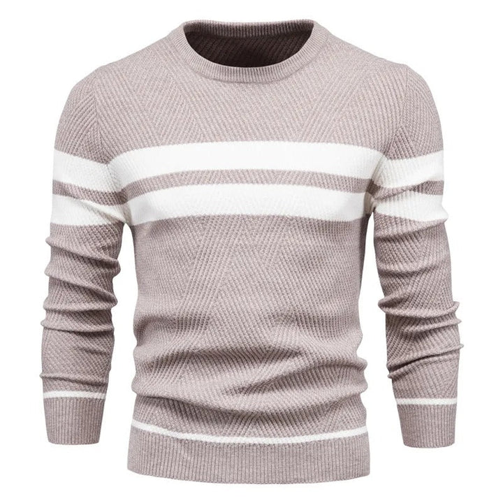 Patchwork-pullover med O-ringning för män