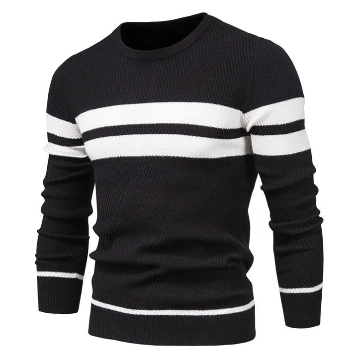Patchwork-pullover med O-ringning för män