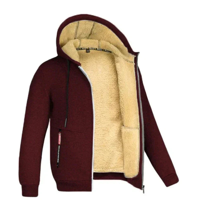 Sherpa Fleece Hoodie | Varm | Dragkedja | Vinter Hoodie | Hoodie Jacka