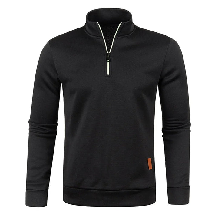 Herrpullover med halv dragkedja i tjockt tyg