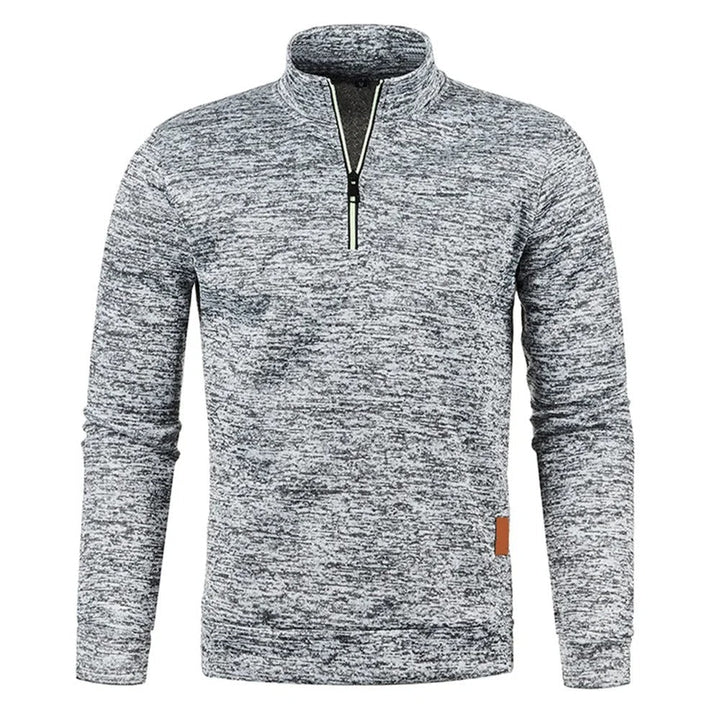 Herrpullover med halv dragkedja i tjockt tyg