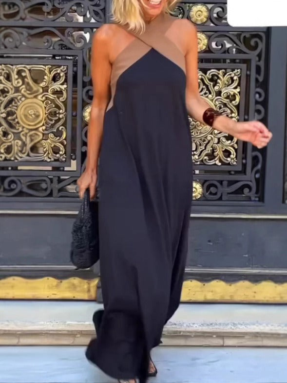 Sienna | Elegant öppen ryggklänning med stilfull korsad urringning