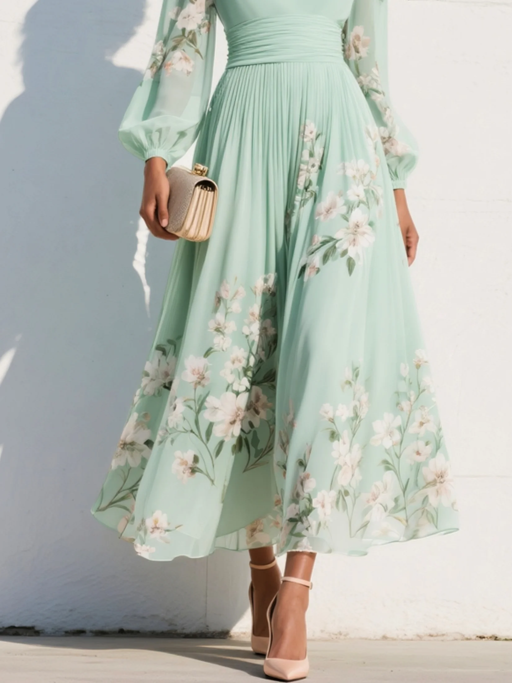 Seraphina™ blommönstrad midi-klänning | enkel elegans och tidlös elegans