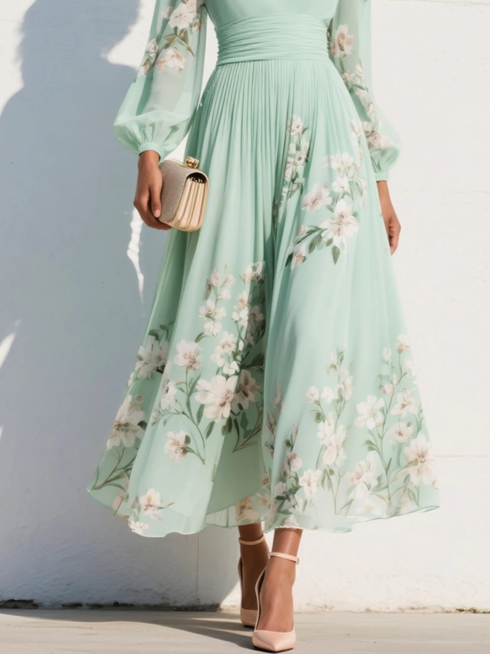 Seraphina™ blommönstrad midi-klänning | enkel elegans och tidlös elegans