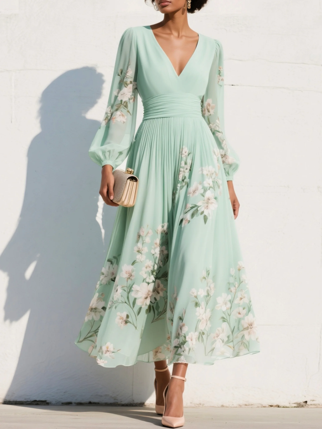 Seraphina™ blommönstrad midi-klänning | enkel elegans och tidlös elegans