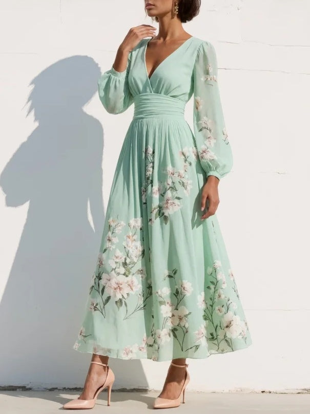 Seraphina™ blommönstrad midi-klänning | enkel elegans och tidlös elegans