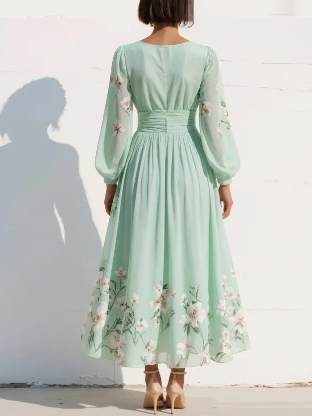 Seraphina™ blommönstrad midi-klänning | enkel elegans och tidlös elegans