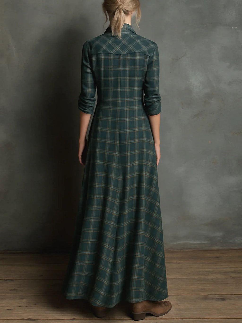 Valérie™ rutmönstrad maxi-skjortklänning | tidlös charm, elegant utan ansträngning
