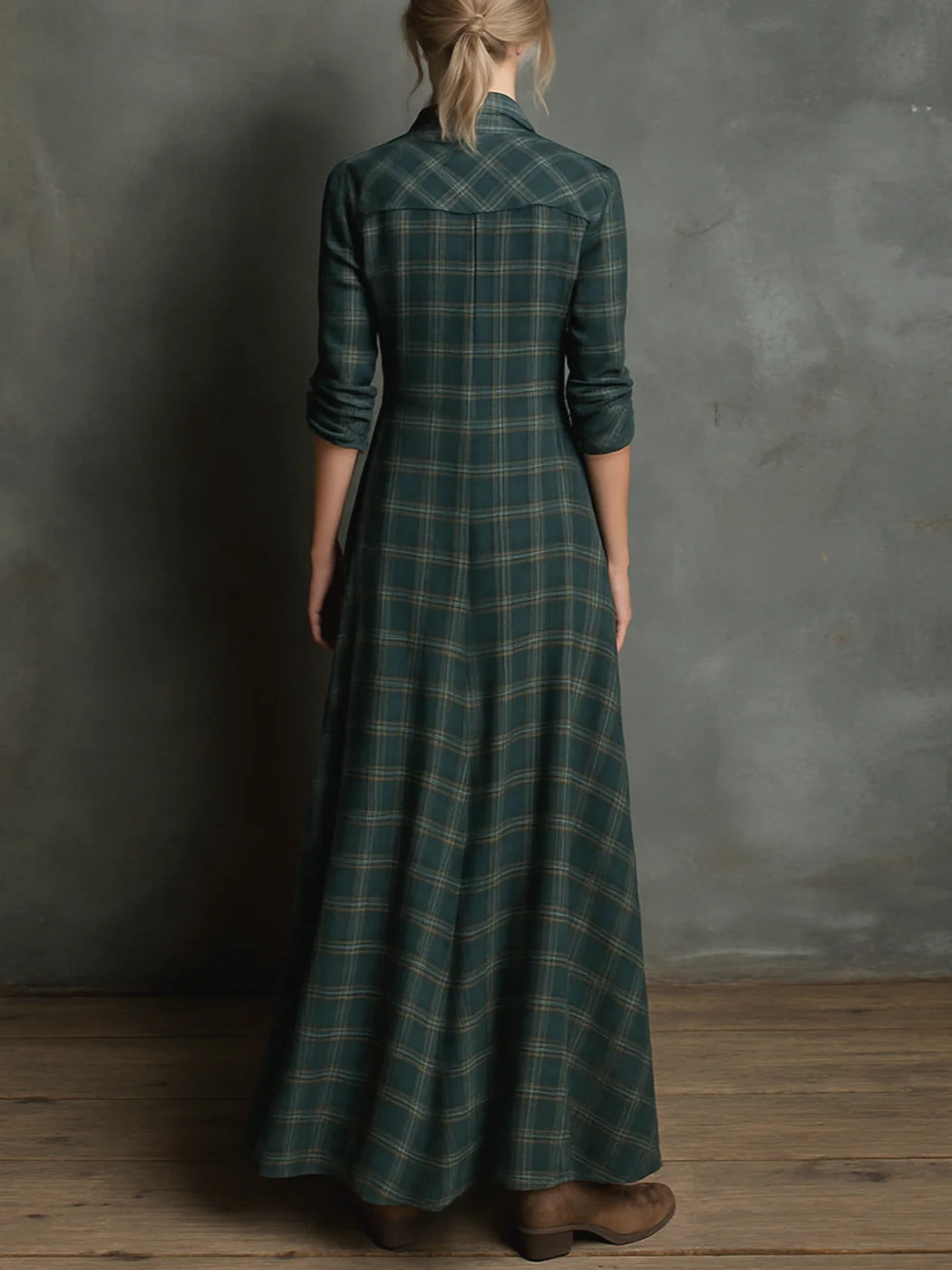 Valérie™ rutmönstrad maxi-skjortklänning | tidlös charm, elegant utan ansträngning