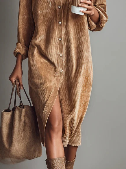Marielle™ Corduroy-skjortklänning | Avslappnad elegans för vardagen
