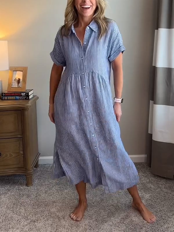 CASSIE | Moderiktig randig klänning